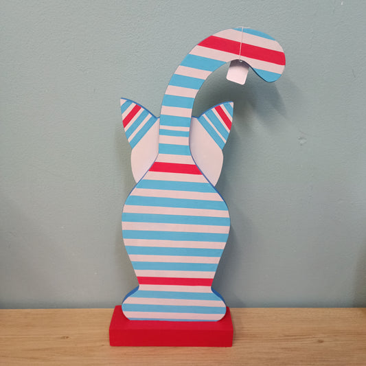 Chat en bois marinière 2808