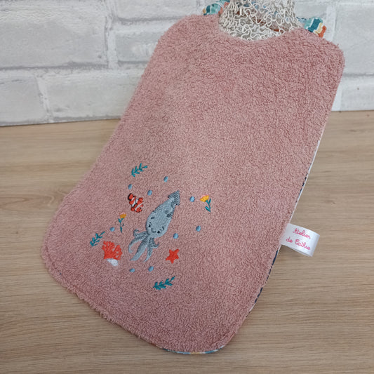 Bavoir brodé Animaux de la mer (plusieurs coloris)