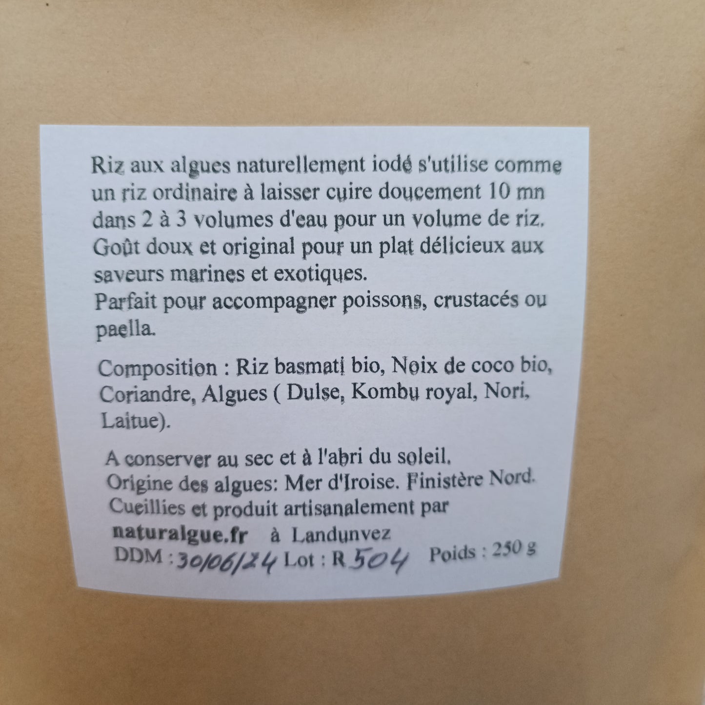 Riz aux algues et à la noix de coco