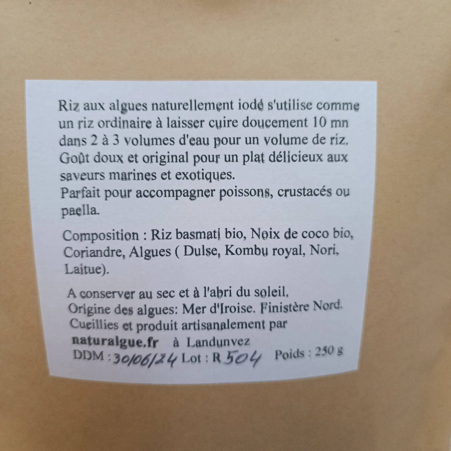 Riz aux algues et à la noix de coco Naturalgue