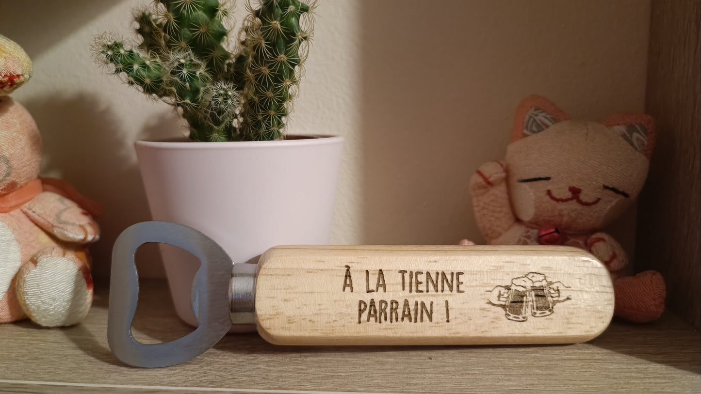 Decapsuleur en bois personnalisé