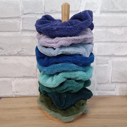 Fleur de douche en éponge de bambou différents coloris pour une douche zéro déchet