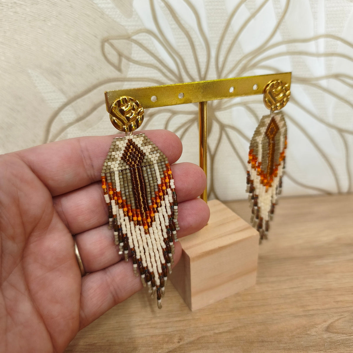 Boucles d'oreilles pendantes en perles Miyuki – Fantasia Terre à Perles