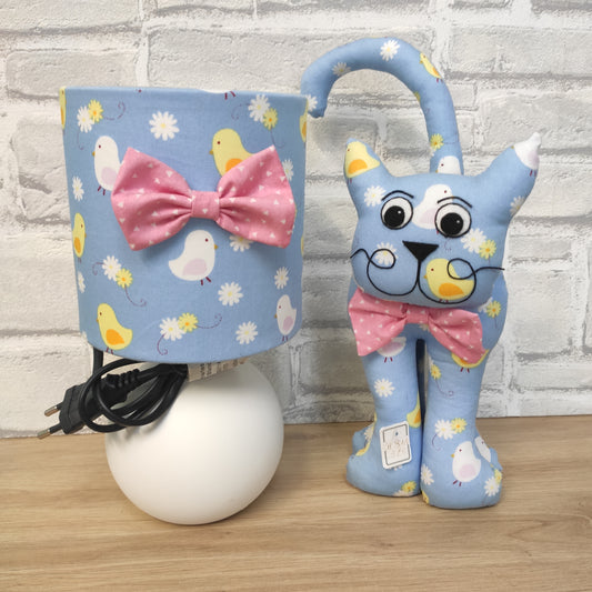 Chaton et Lampe de chevet bleu 811