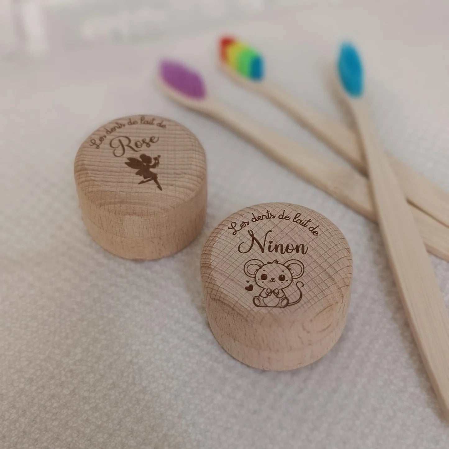 Boite à dents de lait en bois personnalisable au prénom et motif de votre choix