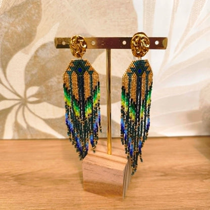 Boucles d'oreilles pendantes Olympe Terre à Perles en perles japonaises Miyuki