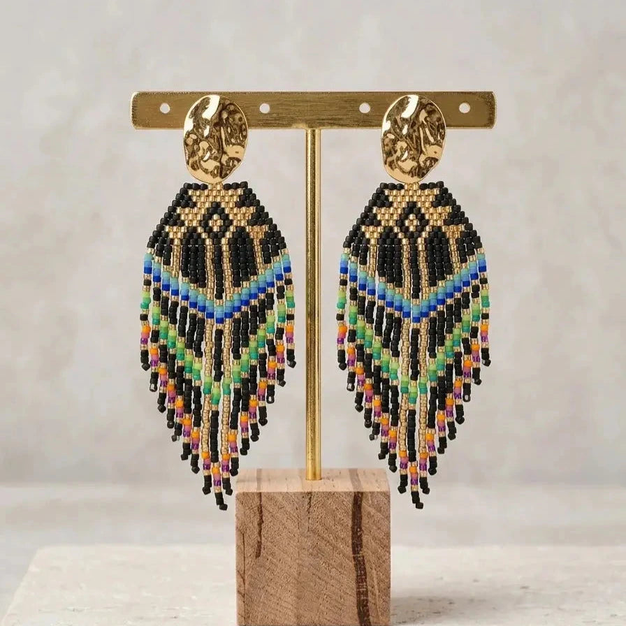 Boucles d'oreilles pendantes en perles Miyuki – Fantasia Terre à Perles