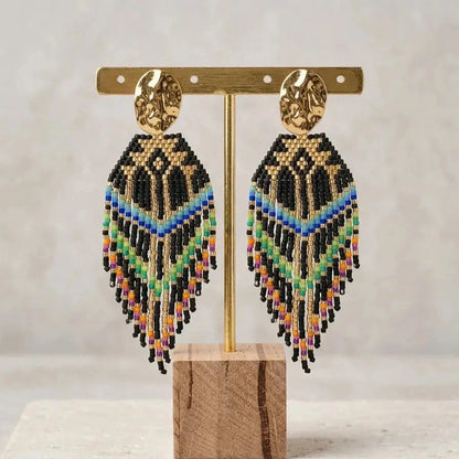 Boucles d'oreilles pendantes en perles Miyuki – Fantasia Terre à Perles