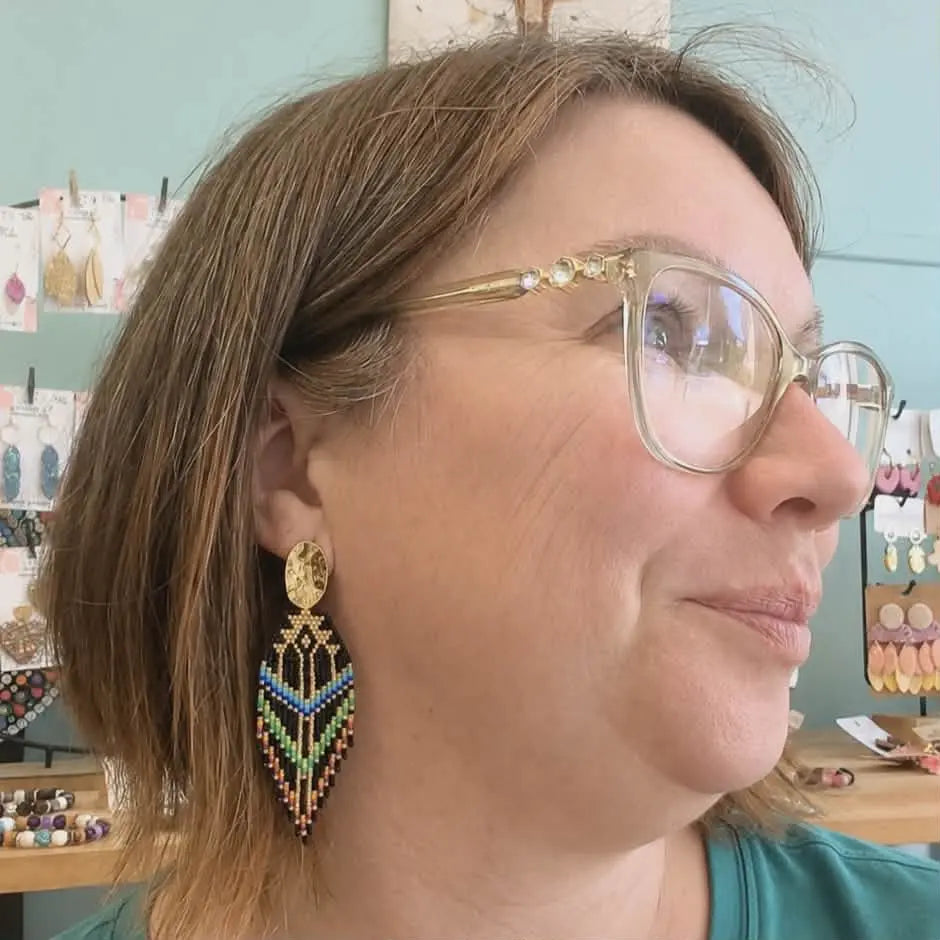 Boucles d'oreilles pendantes en perles Miyuki – Fantasia Terre à Perles