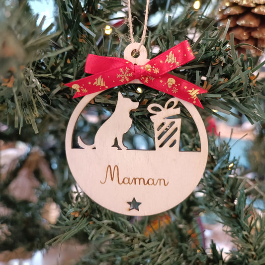 Boule de Noël personnalisée en bois avec prénom