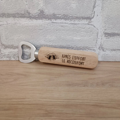 Décapsuleur en bois personnalisé avec inscription au choix
