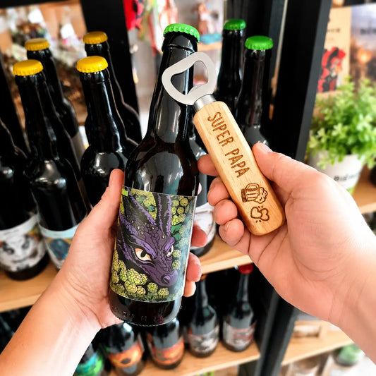 Décapsuleur personnalisé en bois avec message