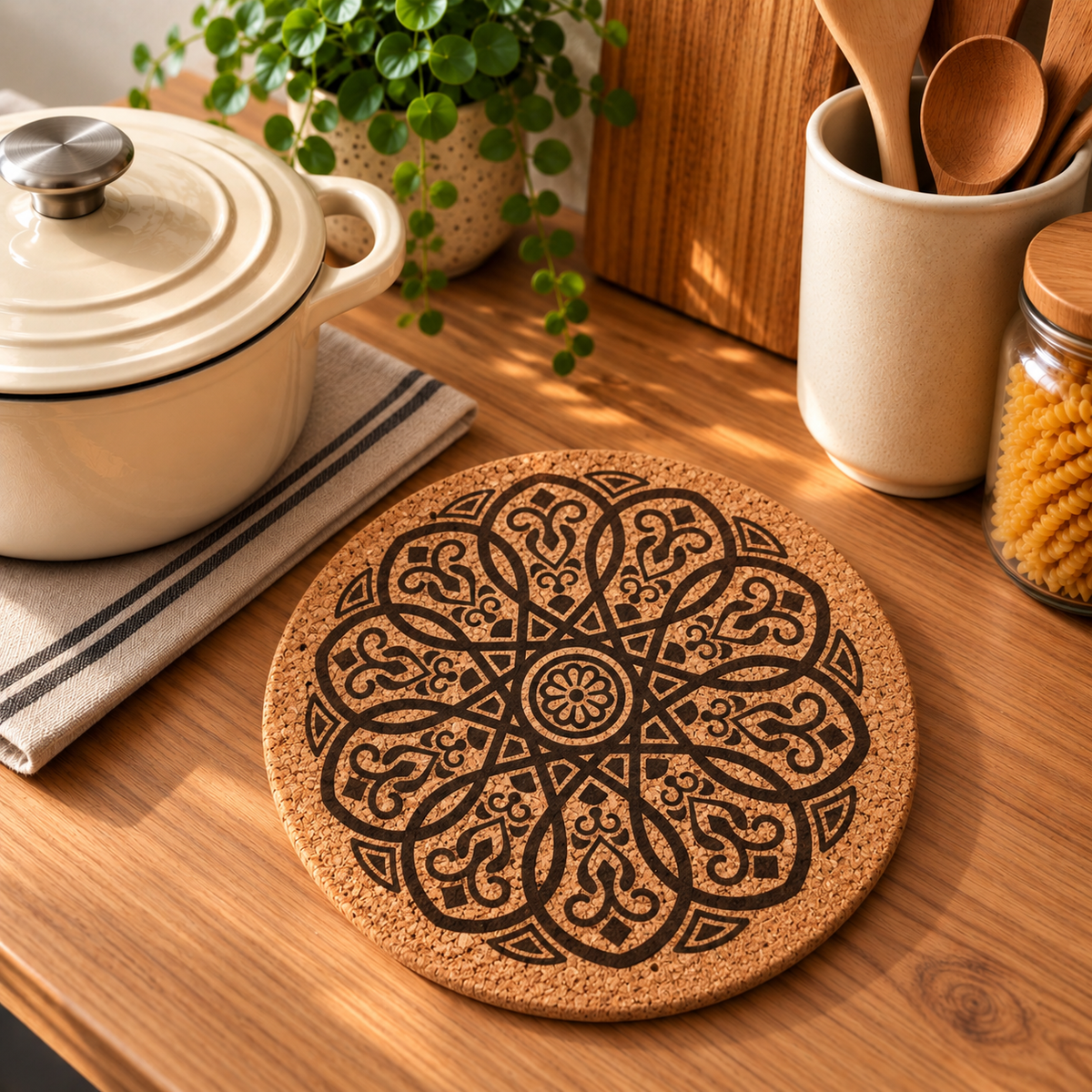 Dessous de plat en liège personnalisé Mandala
