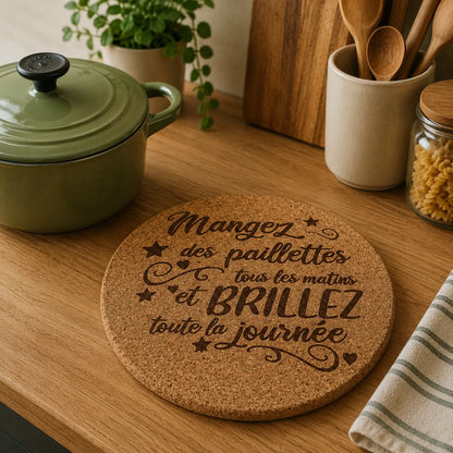 Dessous de plat gravé personnalisé fabrication artisanale française