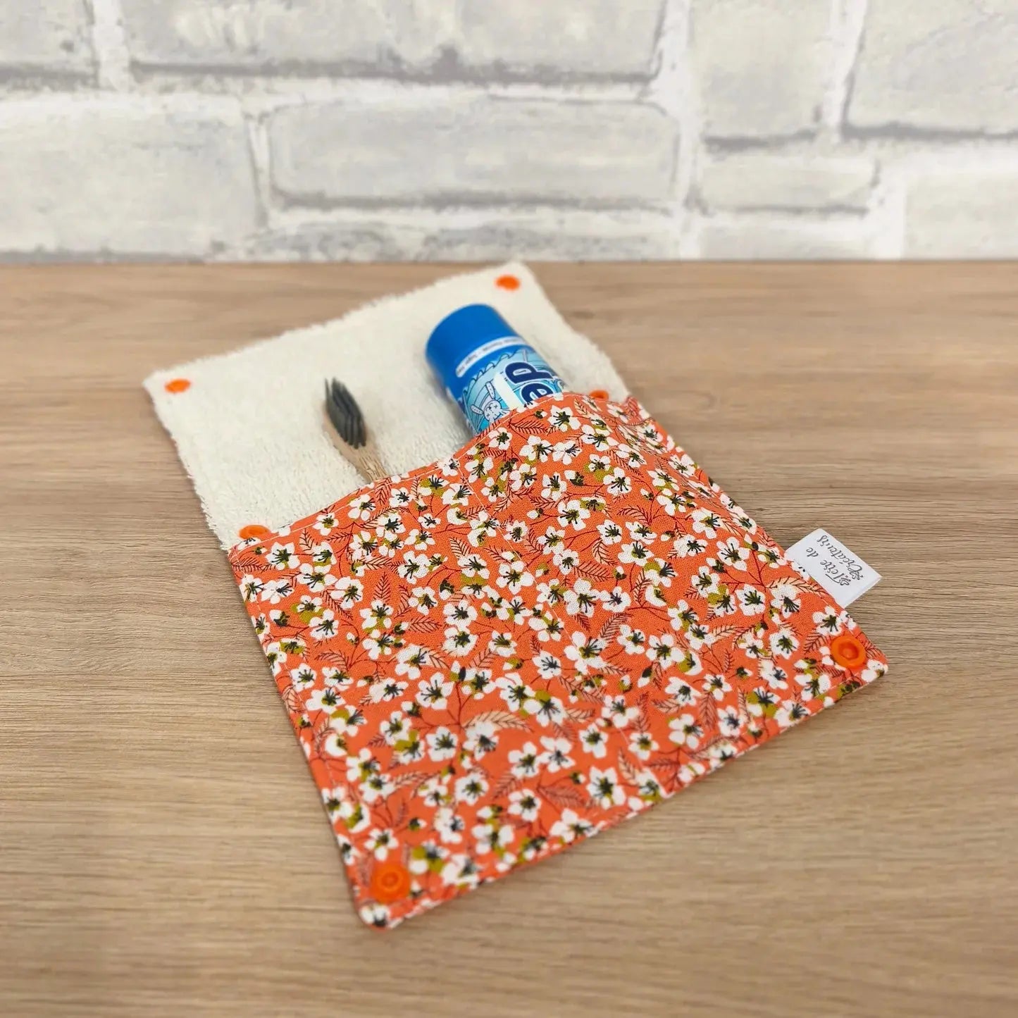 Étui à brosse à dents fleurs cerisiers orange