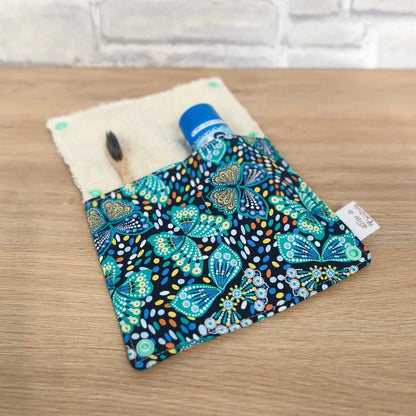 Étui à brosse à dents motifs papillons coloris turquoise