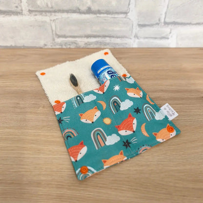 Étui à brosse à dents motif renard et arc en ciel