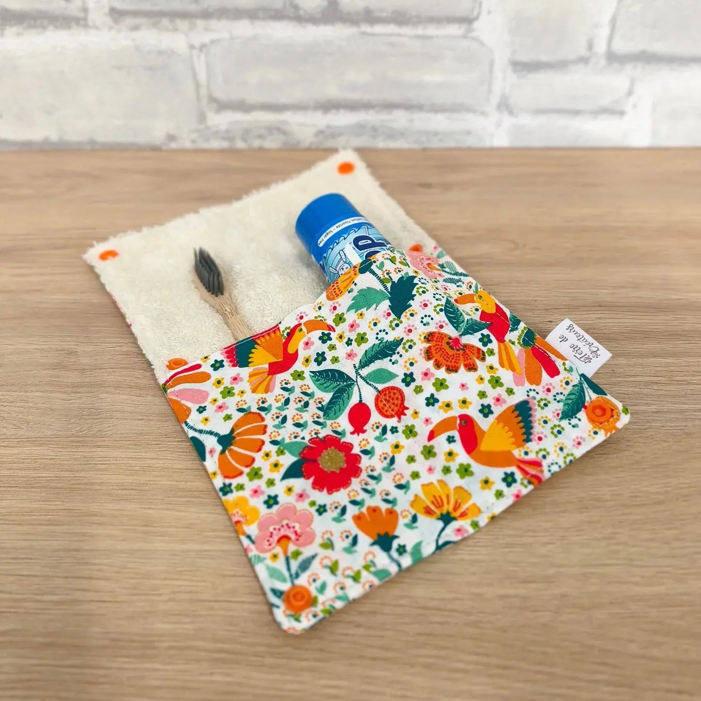 Étui à brosse à dents motif tropical et perroquet