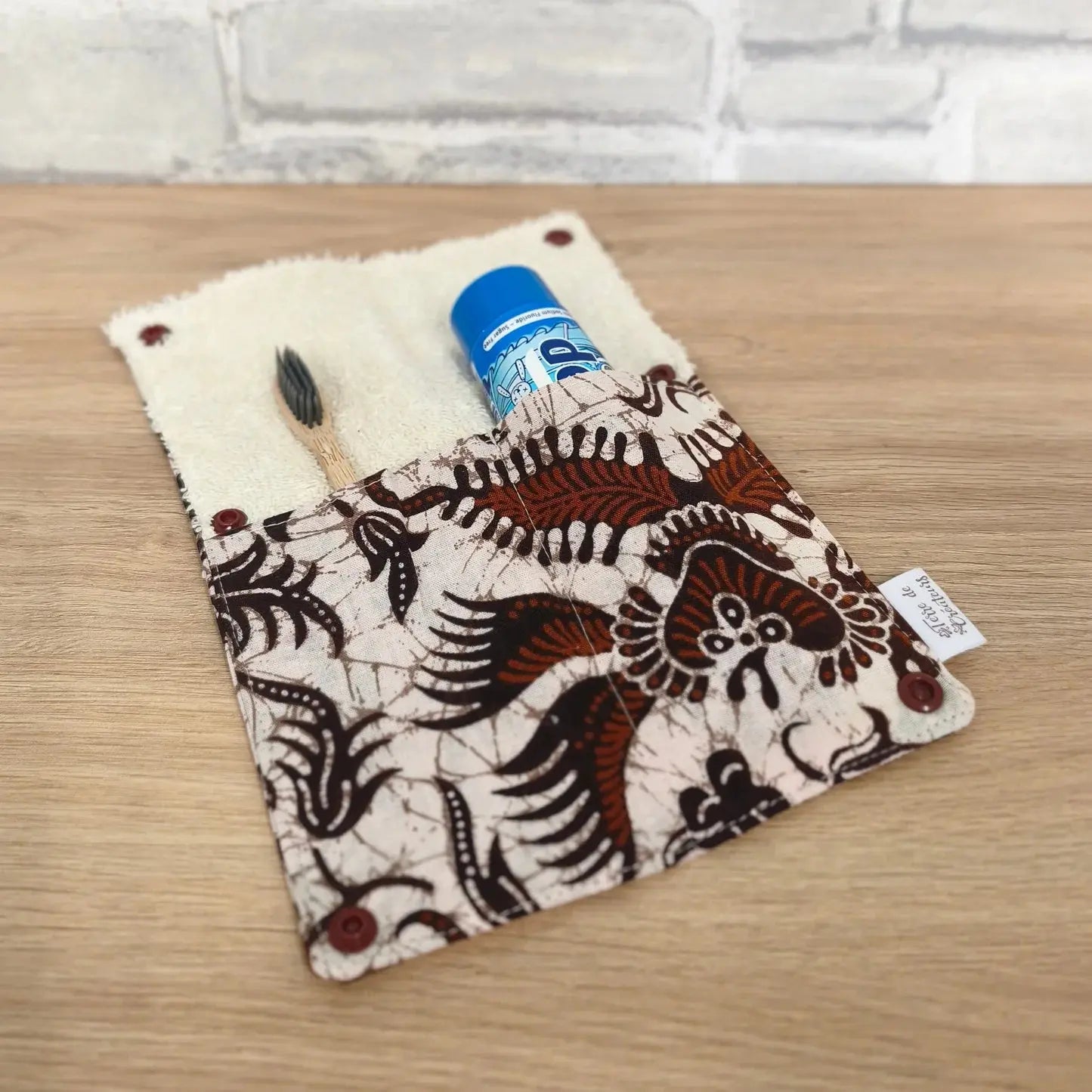 Étui à brosse à dents wax marron et beige