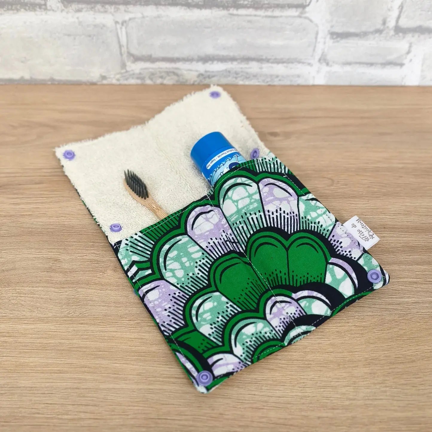Étui à brosse à dents wax vert et mauve