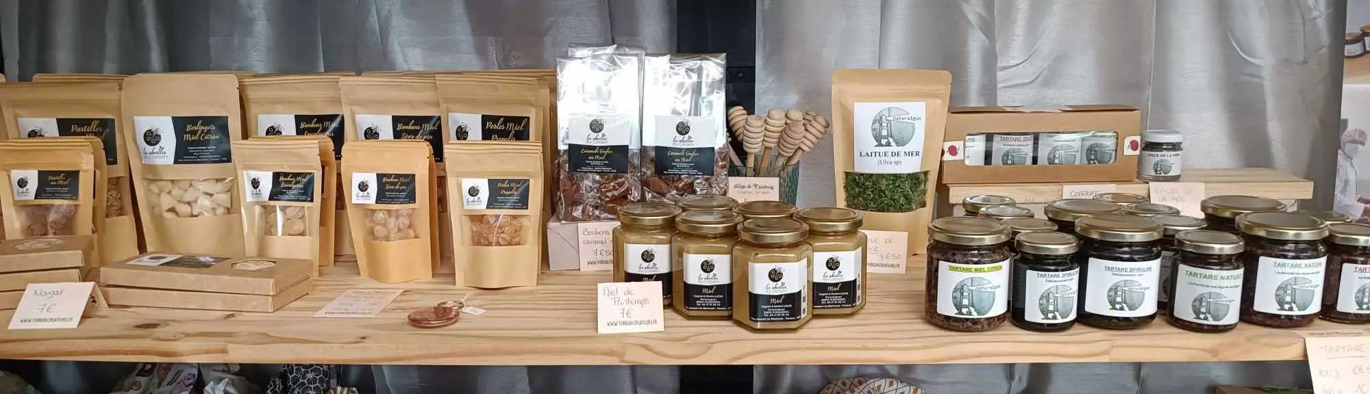 Épicerie fine : miel, algues, bière, chocolat, thé, café... avec des artisans locaux