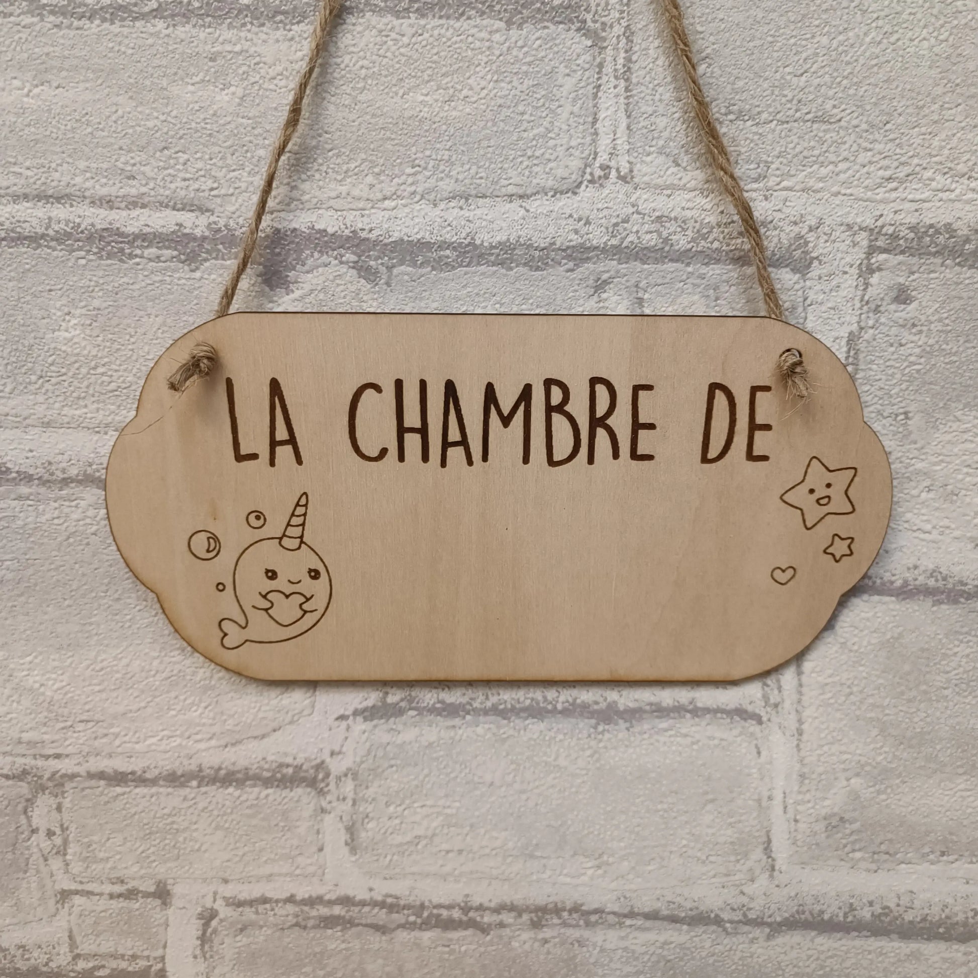 Plaque en bois personnalisée avec prénom pour enfant thème animaux de la mer