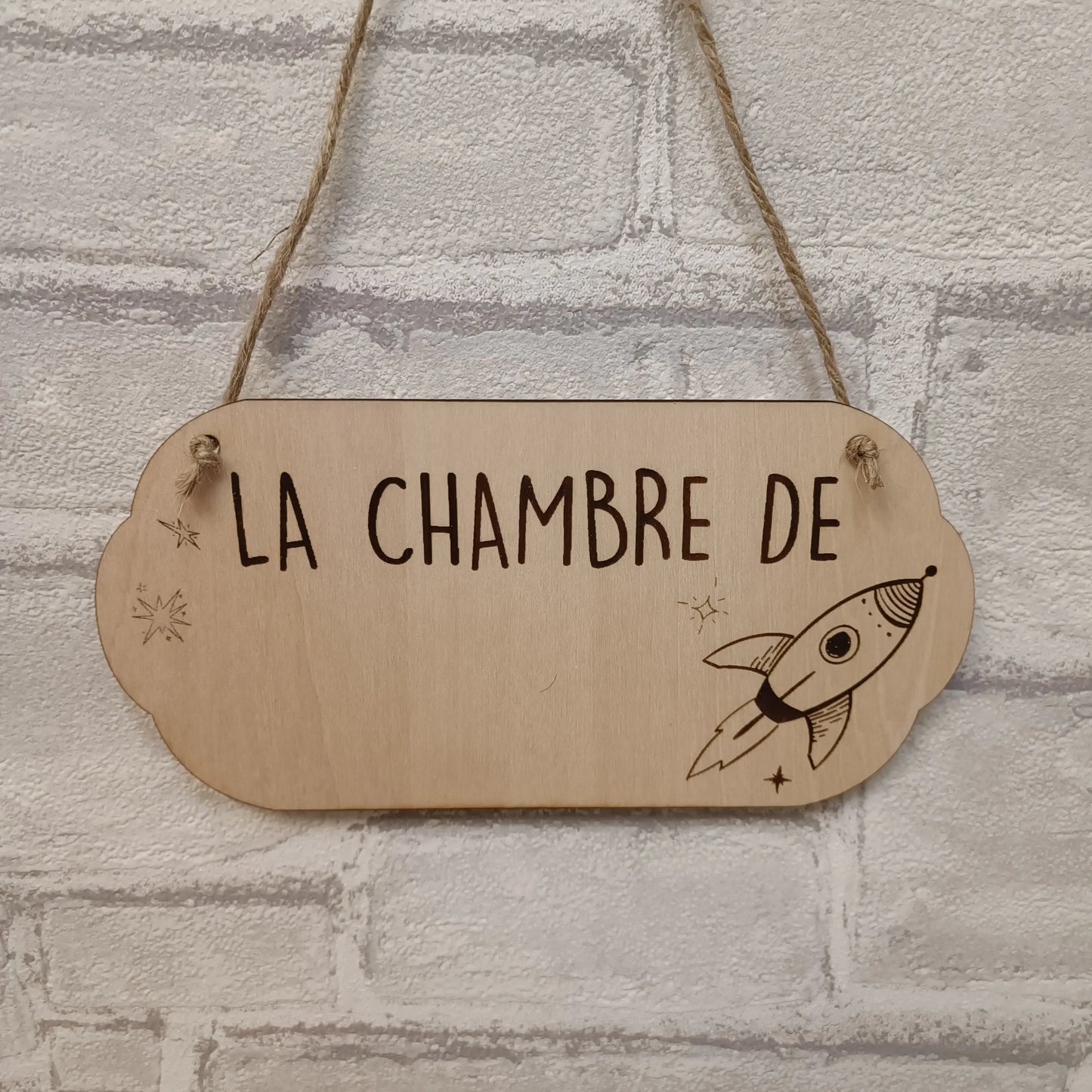 Plaque de porte personnalisée décoration chambre bébé thème espace et fusée