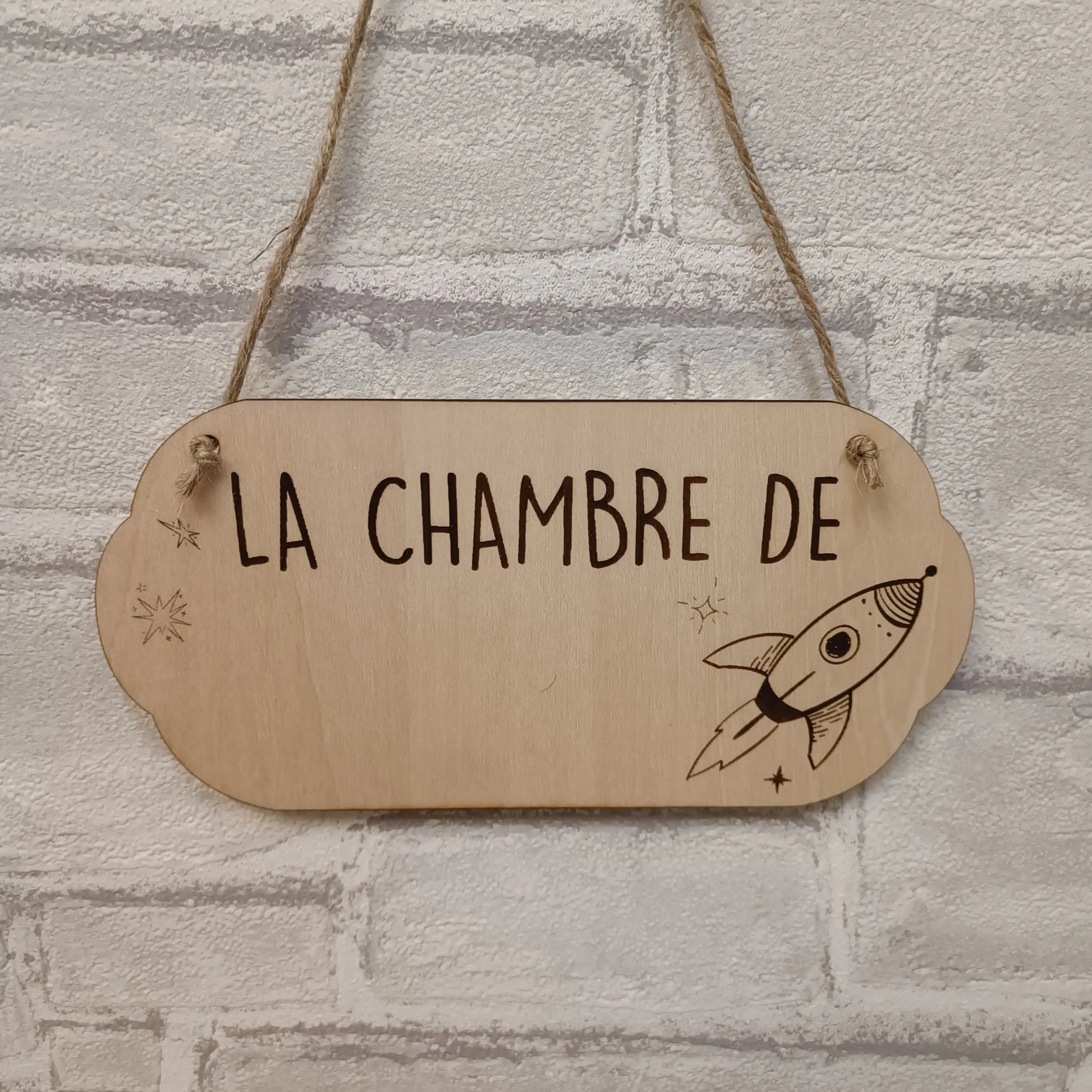 Plaque de porte personnalisée décoration chambre bébé thème espace et fusée