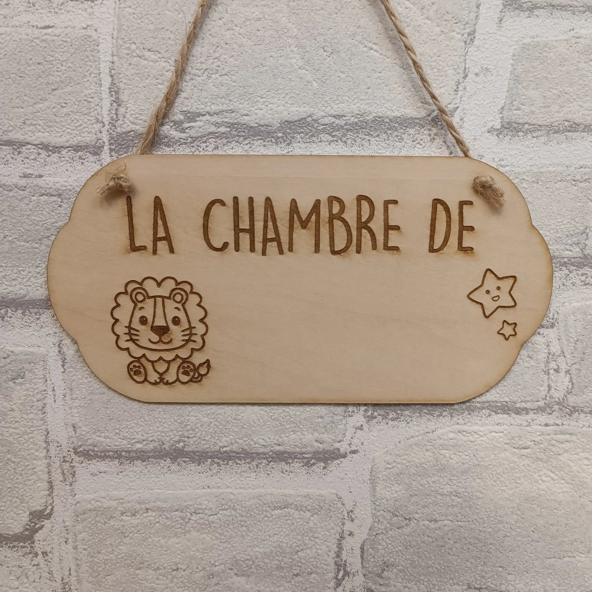 Plaque de porte personnalisée pour chambre de bébé thème lion
