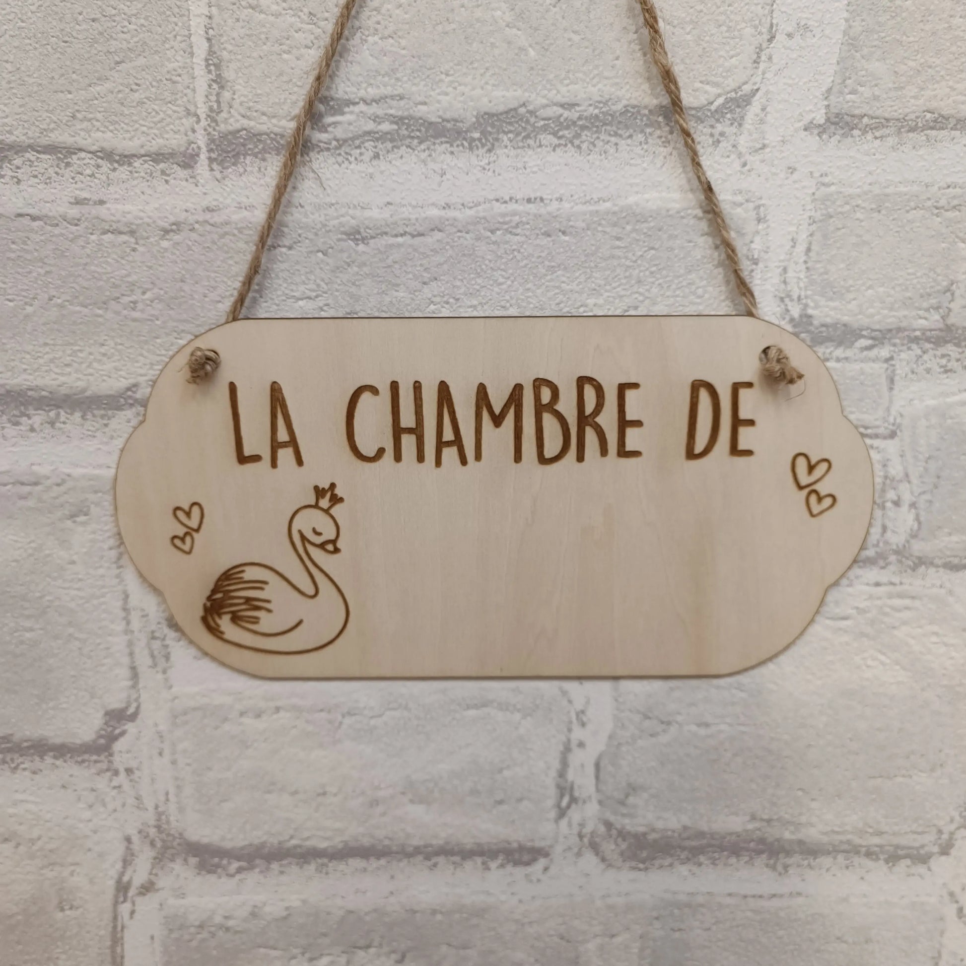 Plaque de porte enfant personnalisée avec motif Cygne princesse