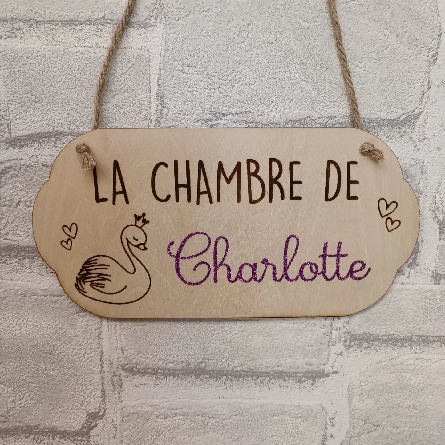 Plaque de porte personnalisée cadeau pour enfant thème princesse au prénom Charlotte