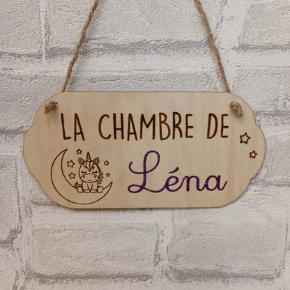 Plaque prénom enfant décoration personnalisée Thème Licorne Prénom Léna