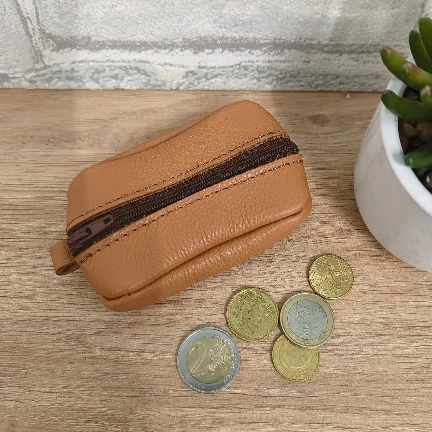 Porte monnaie Grain de café en cuir Au temps du Cuir