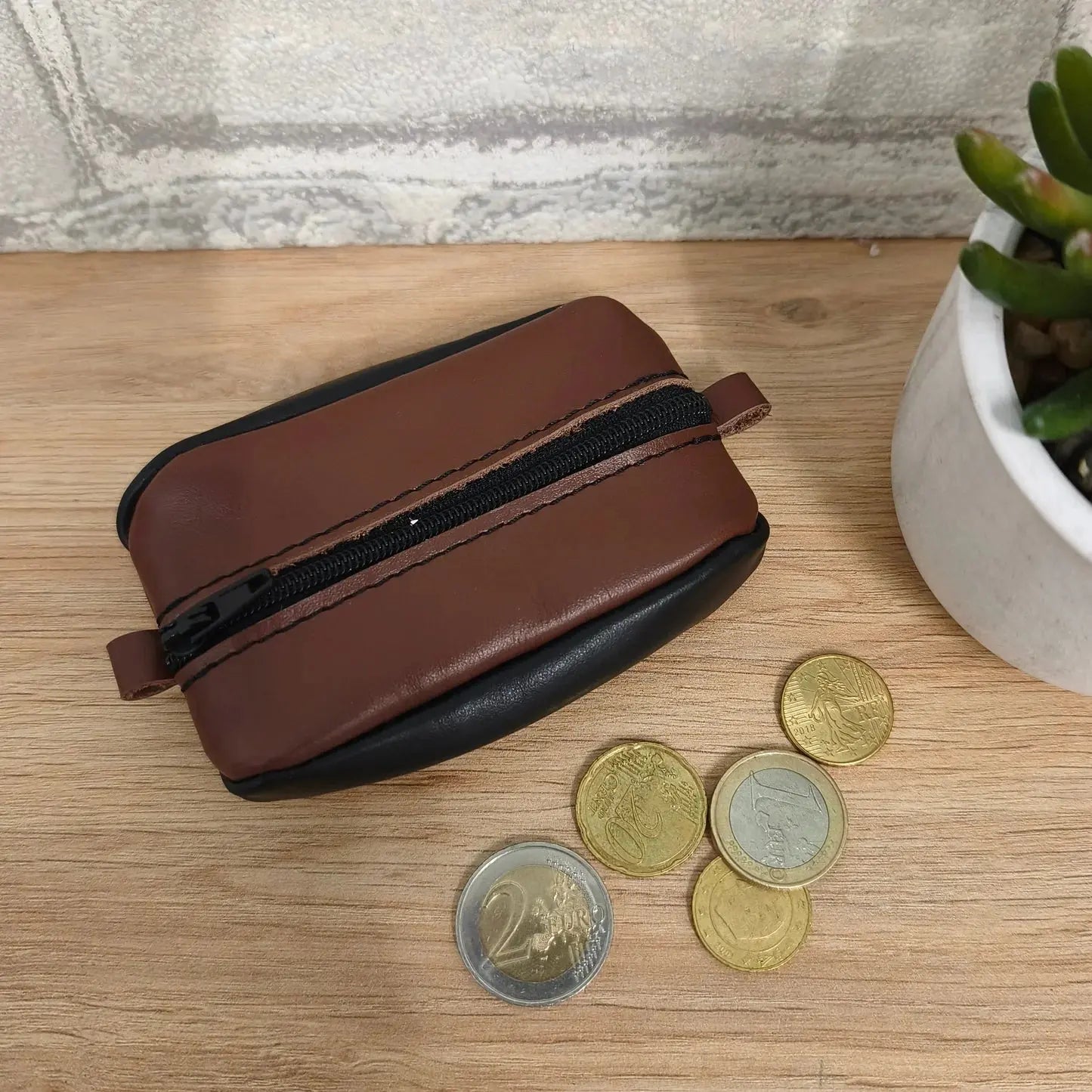 Porte monnaie Grain de café en cuir Au temps du Cuir