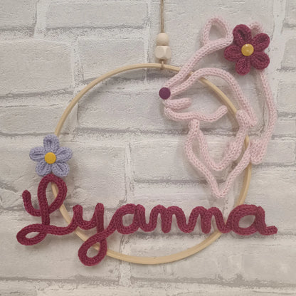 Prénom tricotin fait main Lyanna et louve