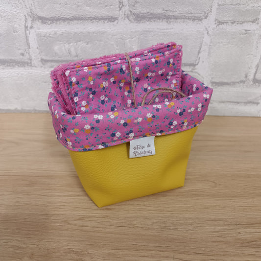 10 Lingettes lavables réutilisables avec panière