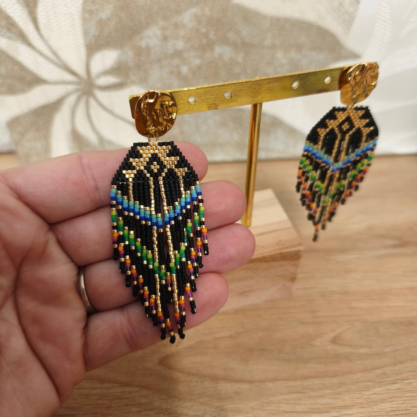 Boucles d'oreilles pendantes en perles Miyuki – Fantasia Terre à Perles