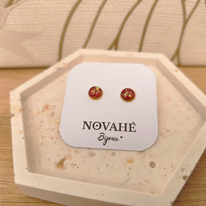 Boucles d'oreilles puce en aquarelle