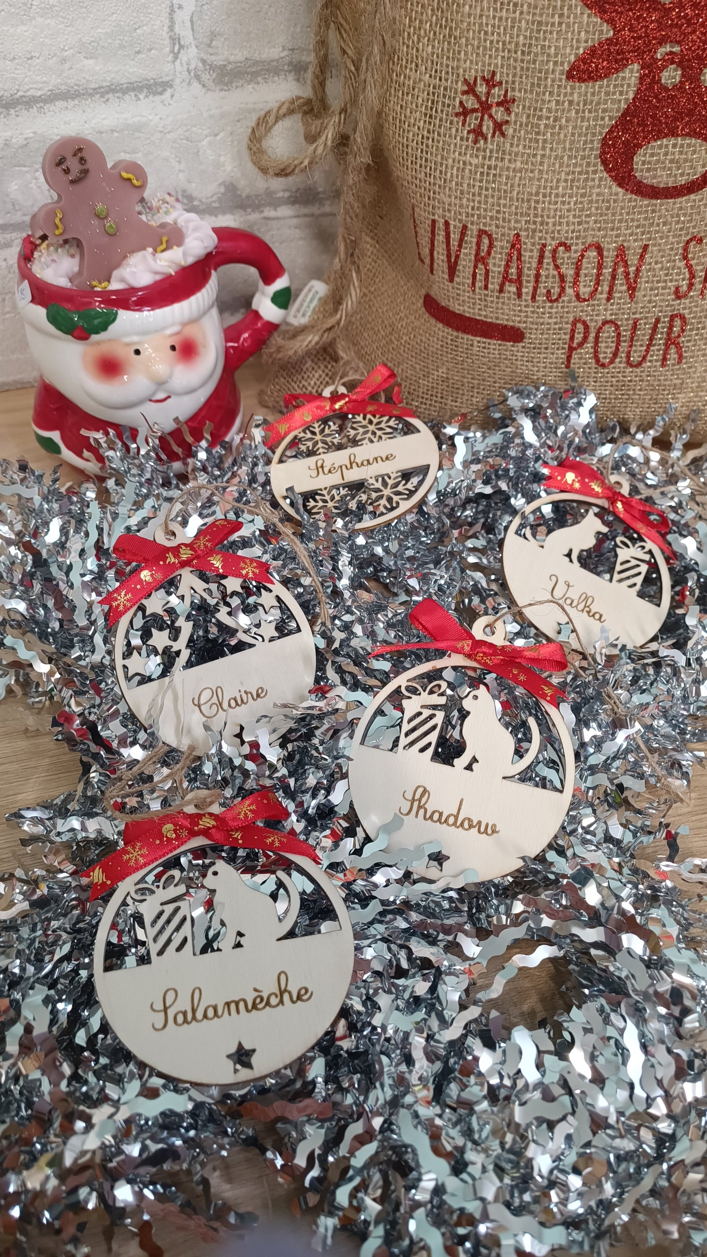 Boule de noël personnalisée en bois