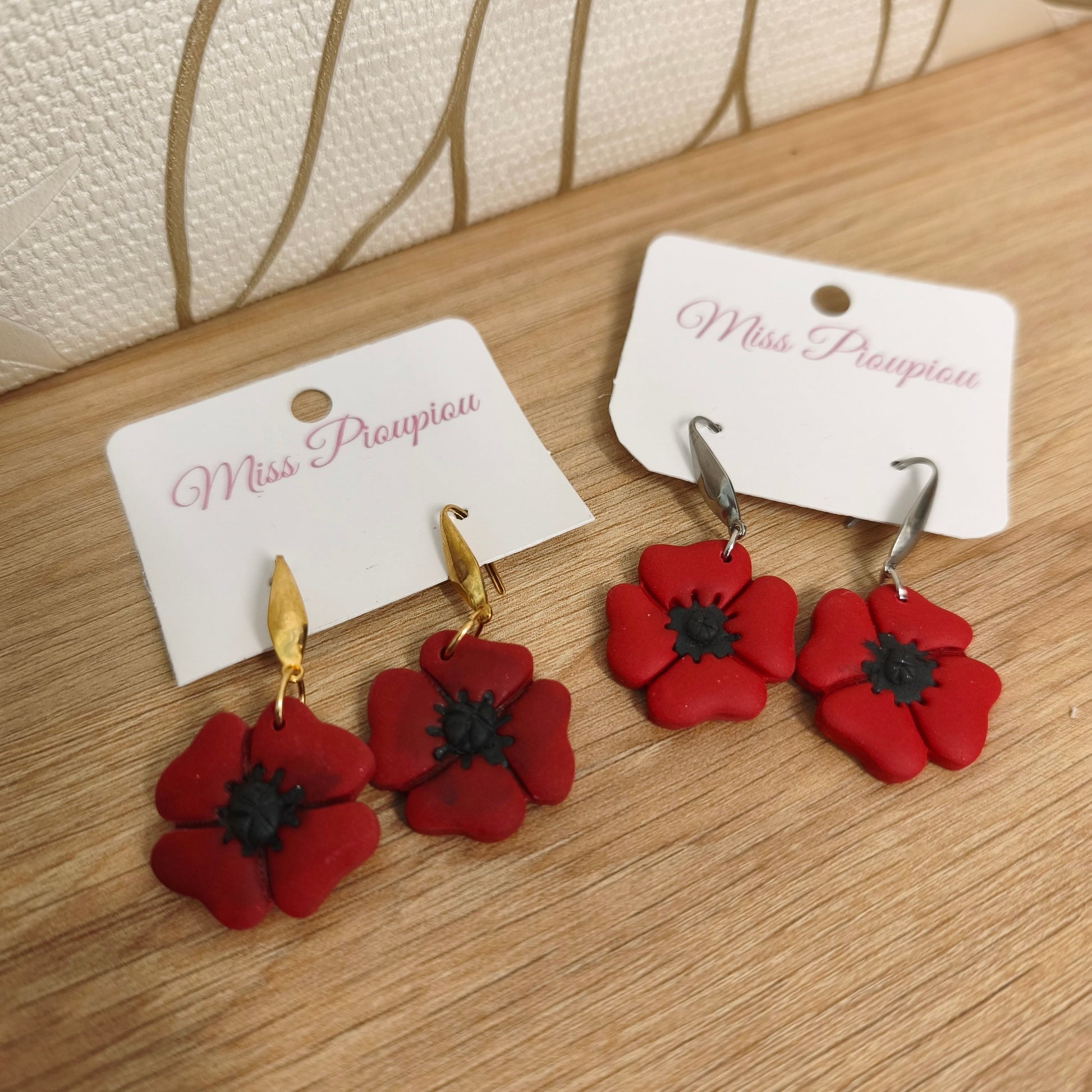Boucles d'oreilles coquelicot Miss Pioupiou