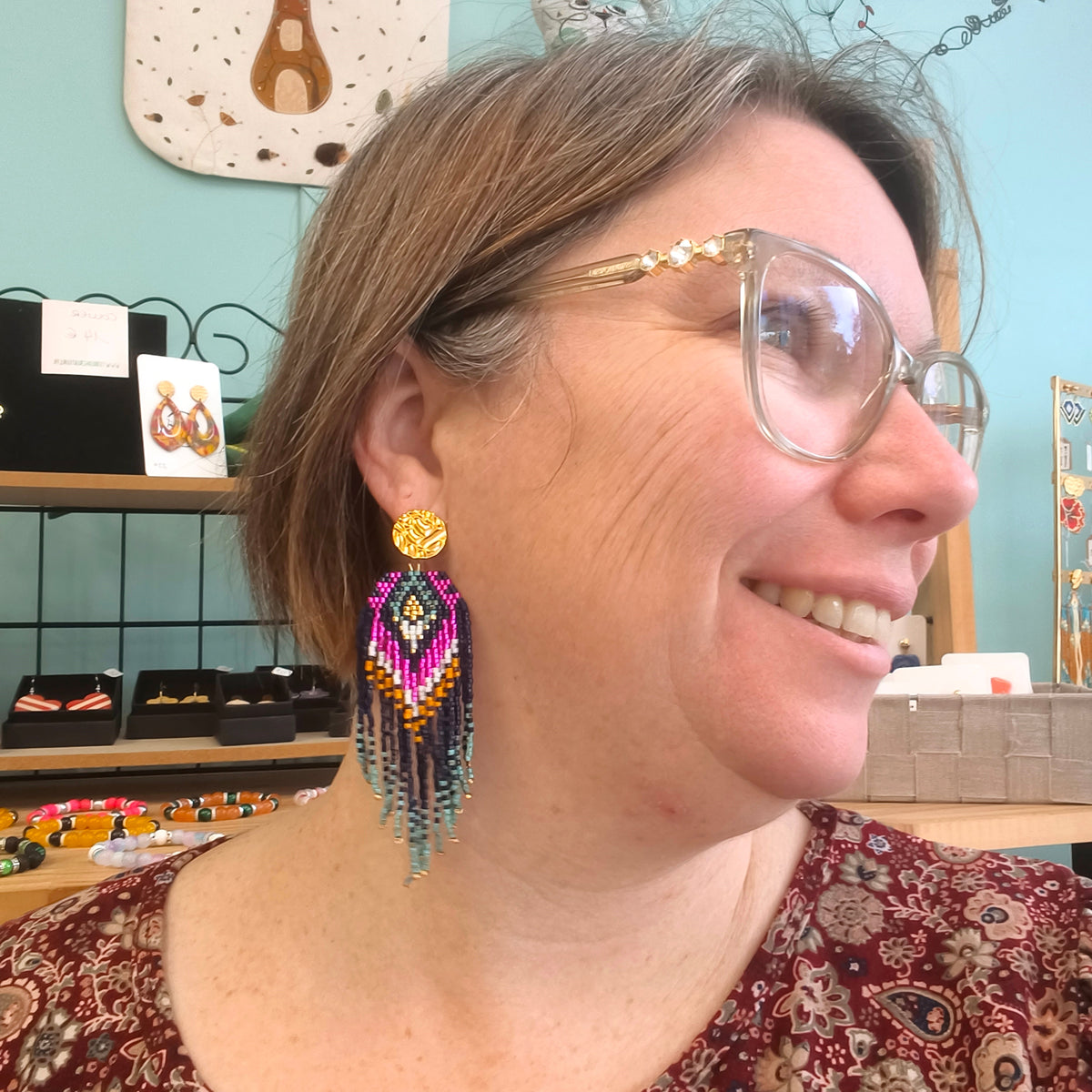 Boucles d'oreilles pendantes en perles Miyuki – Fantasia Terre à Perles