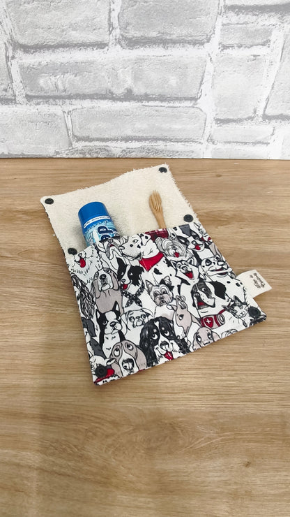 Étui Brosse à Dents et Dentifrice Réutilisable – Pochette en Tissu Terre de Créateurs