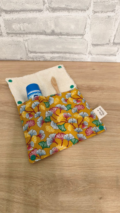 Étui Brosse à Dents et Dentifrice Réutilisable – Pochette en Tissu Terre de Créateurs