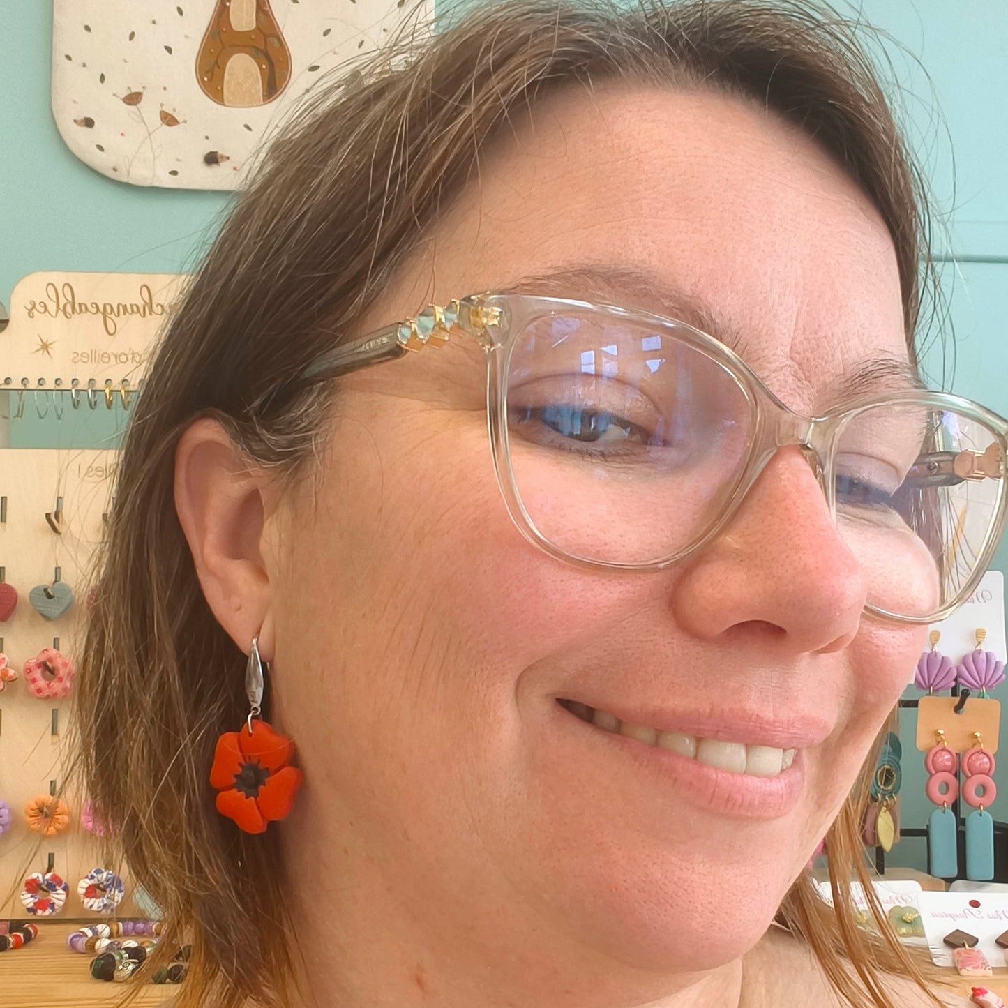 Boucles d'oreilles coquelicot Miss Pioupiou