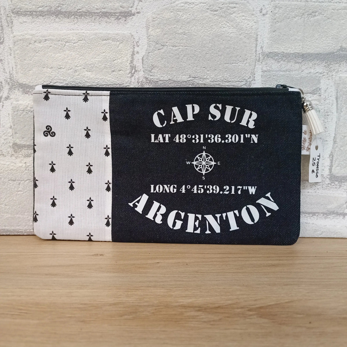 Trousse bretonne en tissu et jean noir