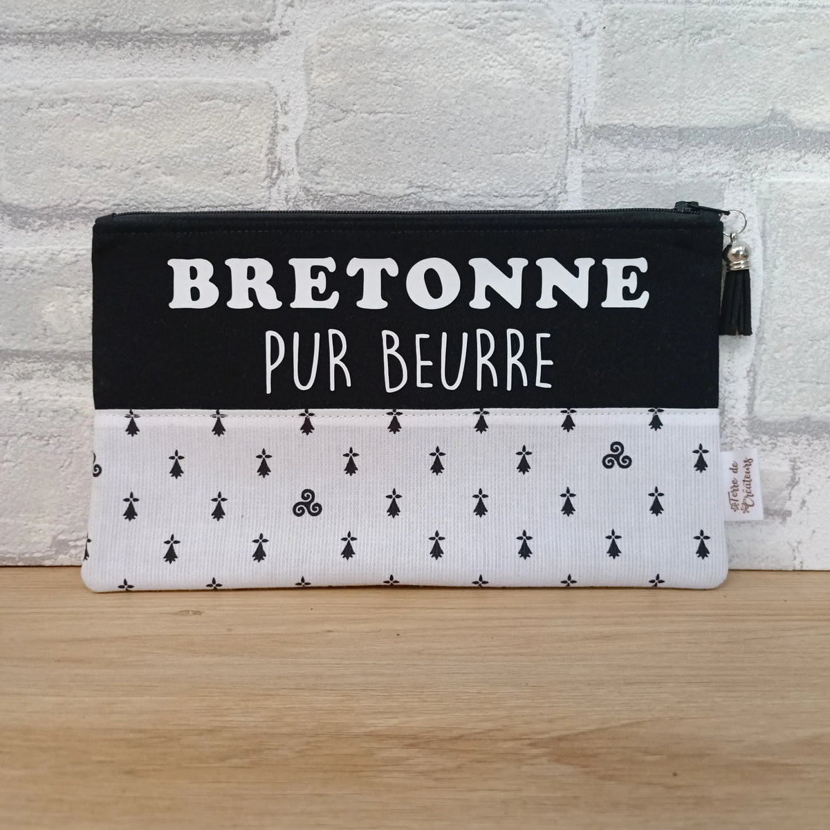 Trousse bretonne en tissu avec inscription : Trousse Bretonne pur beurre