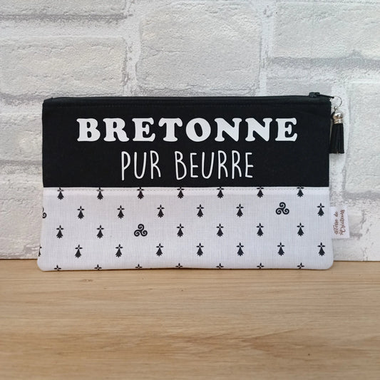 Trousse bretonne en tissu avec inscription : Trousse Bretonne pur beurre