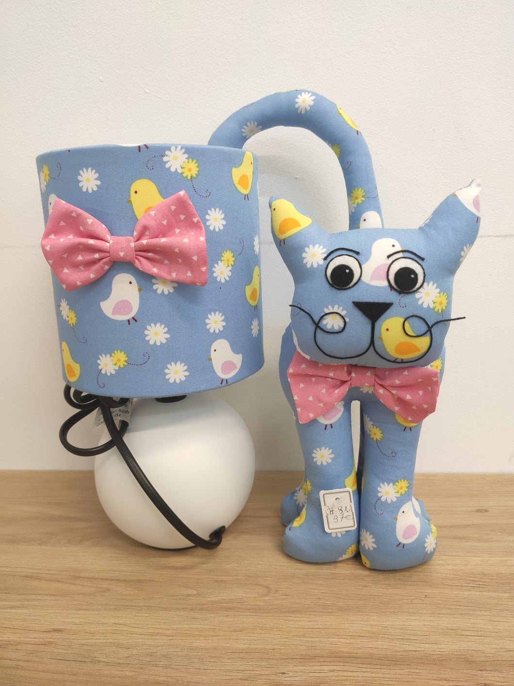 Chaton et Lampe de chevet bleu 811