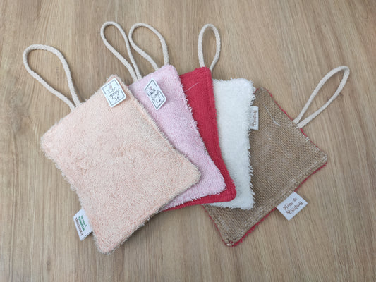 Eponge grattante jute / microfibre (plusieurs coloris)