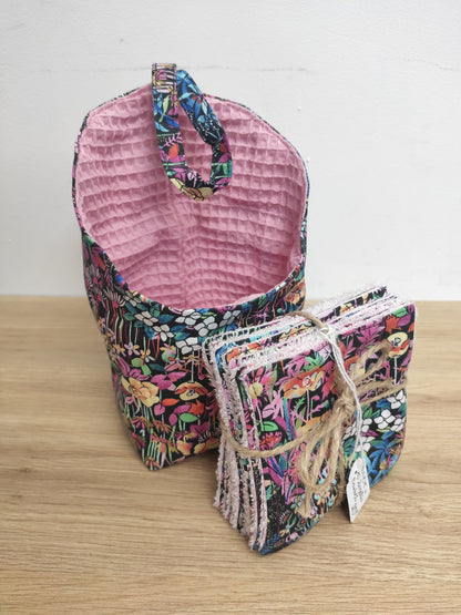 Lot de 10 Lingettes + Panier à suspendre réversible (plusieurs coloris)